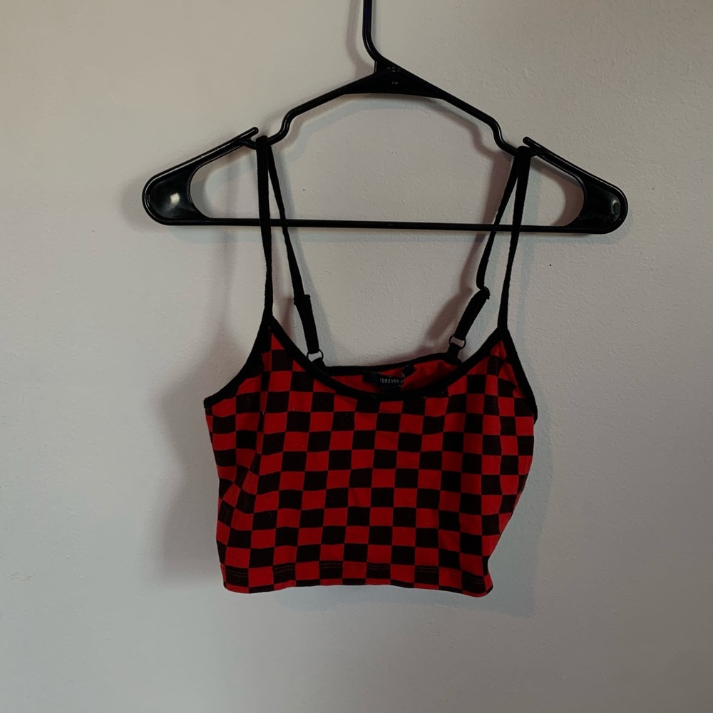 forever 21 red checkered crop top